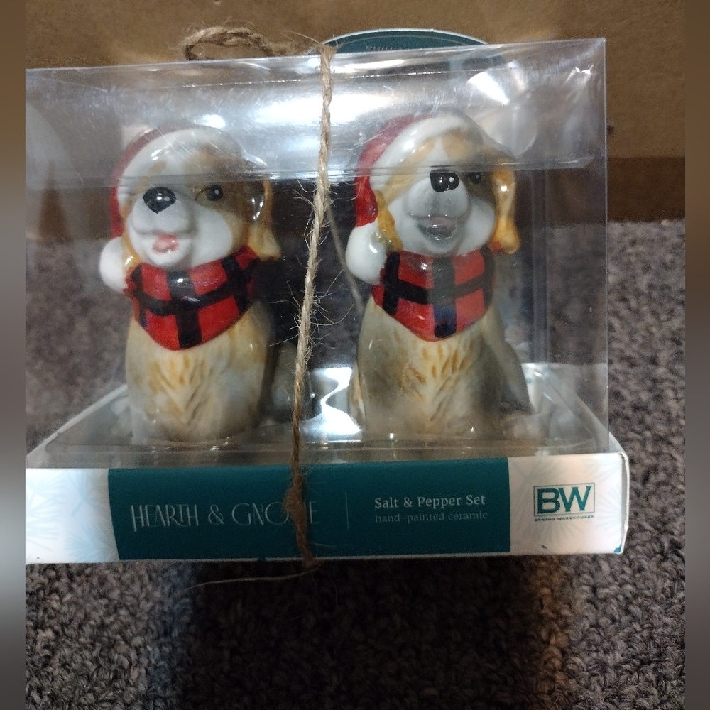 Hearth & Grove Hand Painted Ceramic Dog Salt and Pepper Shaker Set
